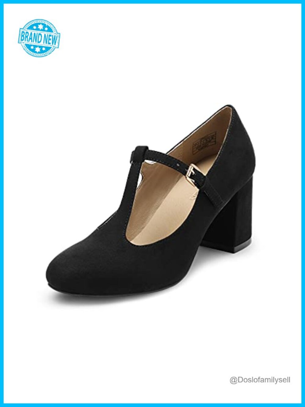 Mary Jane Chunky Heel T-Strap Dress Pump Shoes